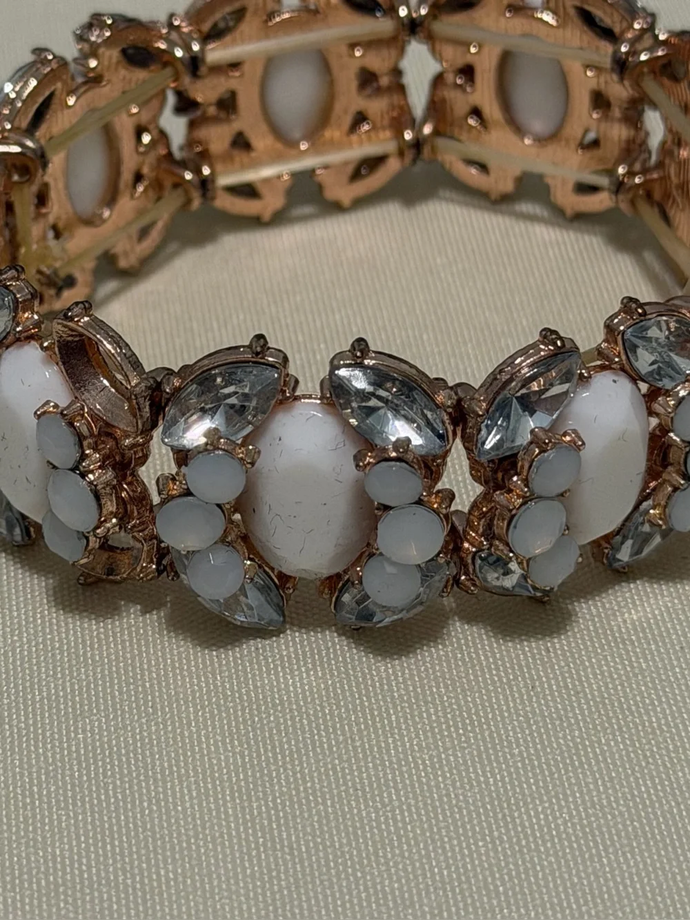 Rose Gold Bracelet with White and Clear Stones - Women Jewelry